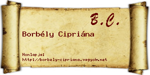 Borbély Cipriána névjegykártya